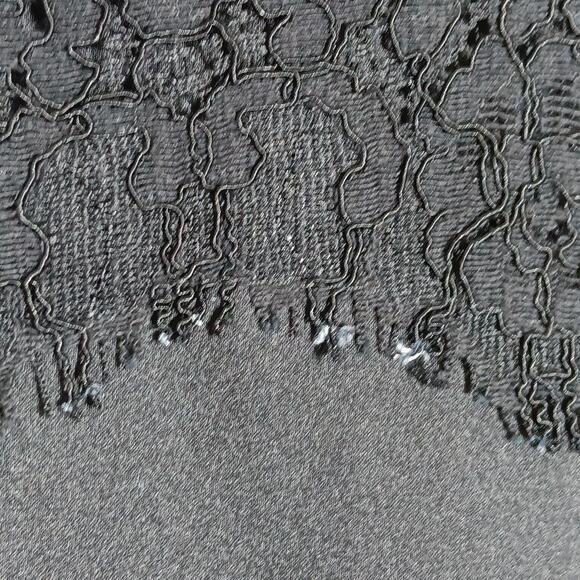 Joe Fresh Blouse Size Small Black and Gray High Neck Long Sleeve Lace and Satin - Picture 9 of 10
